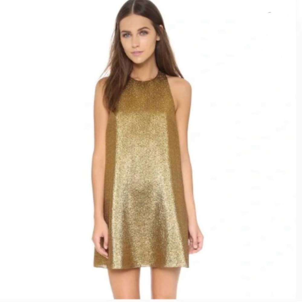 Alice + Olivia Shimmering Gold Mini Dress